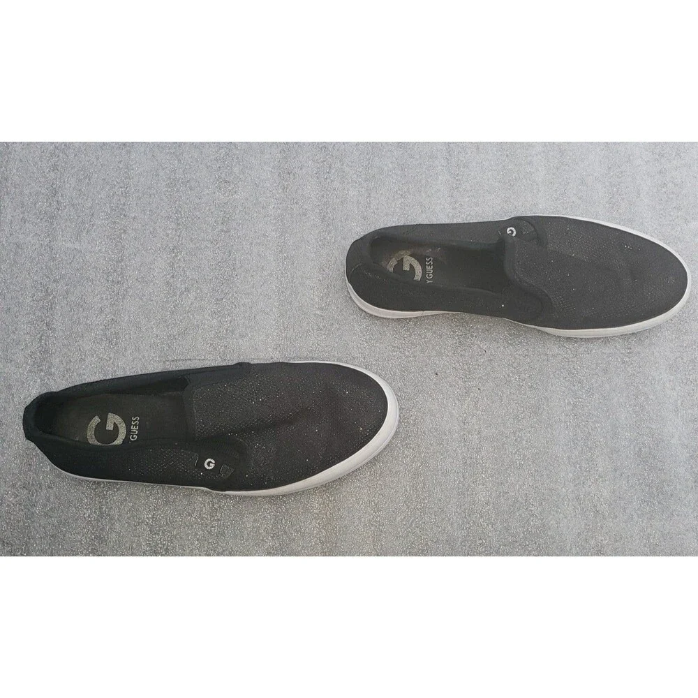 G by Guess GGOCTER2 Black Glitter Sparkly Slip On Sneakers Women’s 6M
